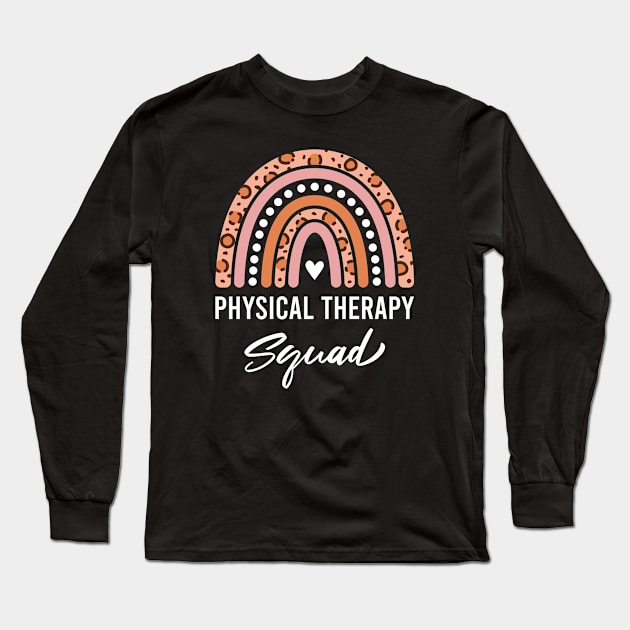 Physical Therapy Squad PT Squad Matching Rainbow Leopard Long Sleeve T-Shirt by FOZClothing